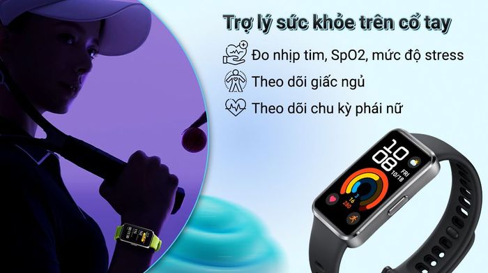 Huawei Band 10 viền nhôm dây cao su - Sức khỏe