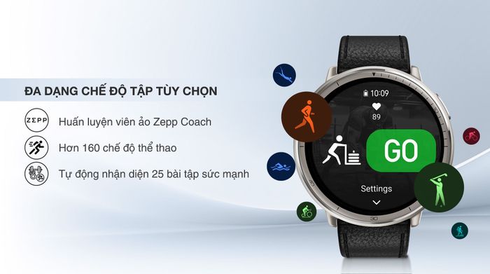 Amazfit Active 2 Sapphire 43.9mm dây da - Luyện tập