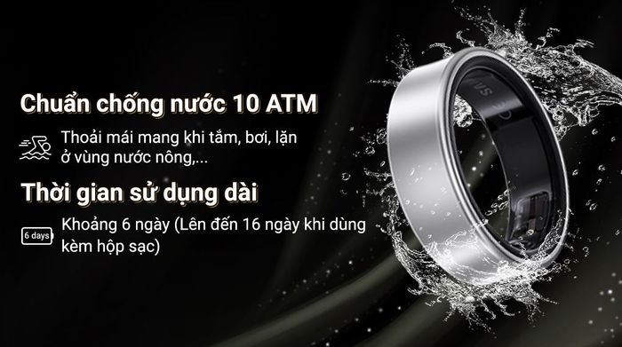Nhẫn thông minh Samsung Galaxy Ring Size 7 - Pin và Chống nước