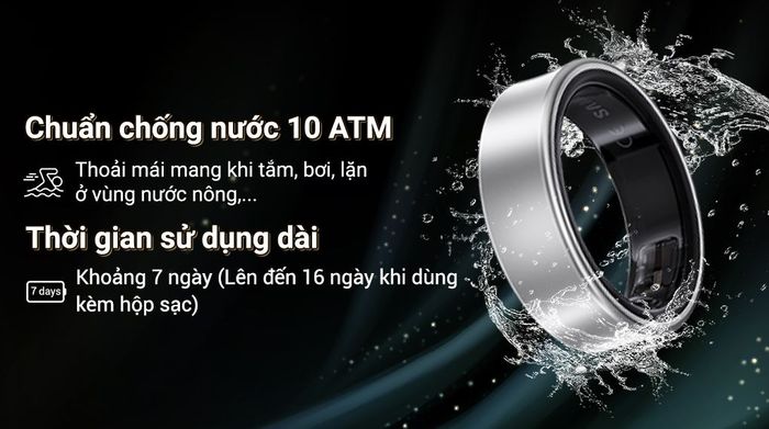 Nhẫn thông minh Samsung Galaxy Ring Size 15 - Pin và Chống nước