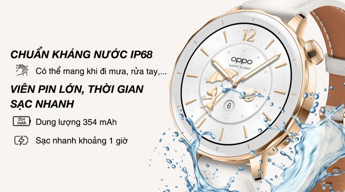 OPPO Watch X2 mini 43mm dây da - Pin và kháng nước