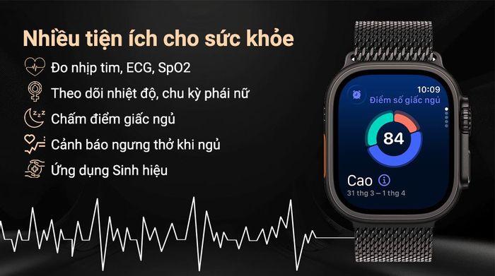 Apple Watch Ultra 3 GPS + Cellular 49mm viền Titanium dây Milan - Sức khỏe