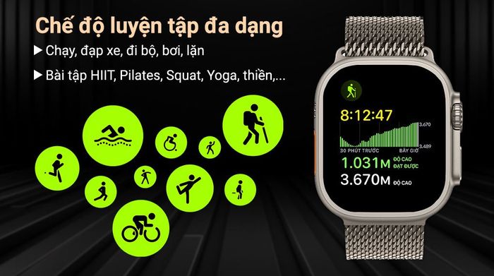 Apple Watch Ultra 3 GPS + Cellular 49mm viền Titanium dây Milan - Luyện tập