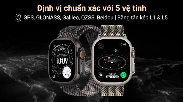 Apple Watch Ultra 3 GPS + Cellular 49mm viền Titanium dây Milan - Định vị