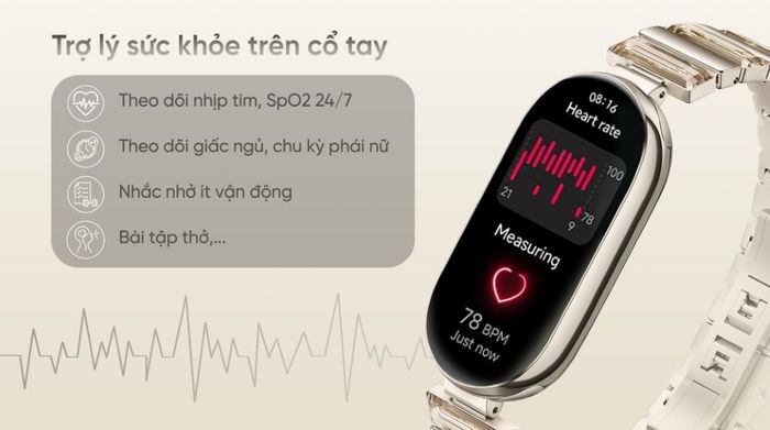 Xiaomi Mi Band 10 viền nhôm dây kim loại - Sức khỏe