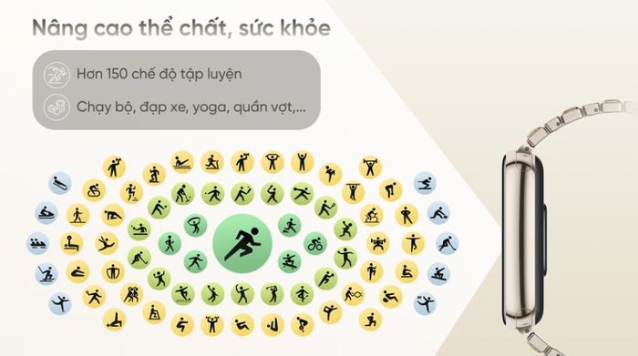 Xiaomi Mi Band 10 viền nhôm dây kim loại - Luyện tập