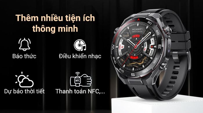 Huawei Watch Ultimate 2 hỗ trợ nghe gọi qua eSIM và rất nhiều tiện ích khác như báo thức, thanh toán NFC,...