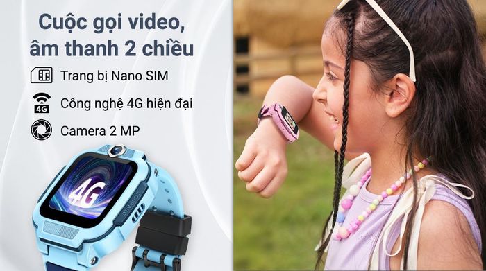 Đồng hồ định vị trẻ em imoo Z3 cho phép nghe gọi hai chiều và gọi video rõ nét nhờ NanoSIM 4G và camera 2 MP