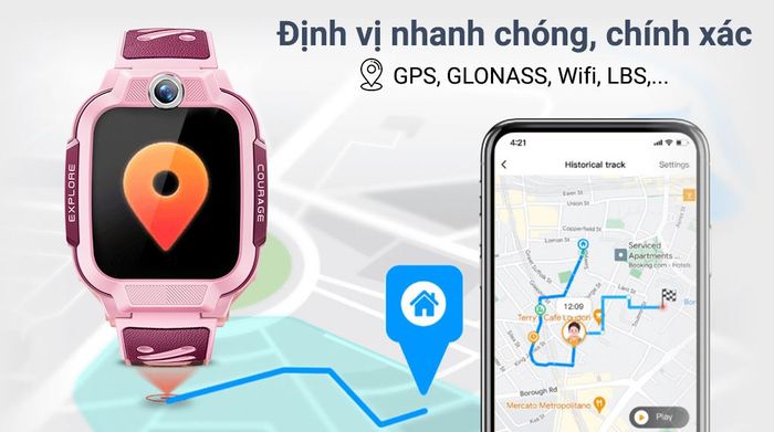 Đồng hồ định vị trẻ em imoo Z3 hỗ trợ nhiều công nghệ định vị gồm GPS, GLONASS, Wi-Fi, QZSS,...