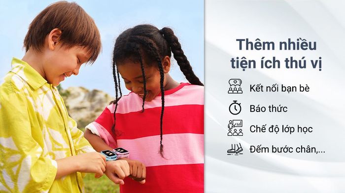 Đồng hồ định vị trẻ em imoo Z3 còn tích hợp nhiều tính năng hữu ích như đồng hồ bấm giờ, quay số nhanh,...