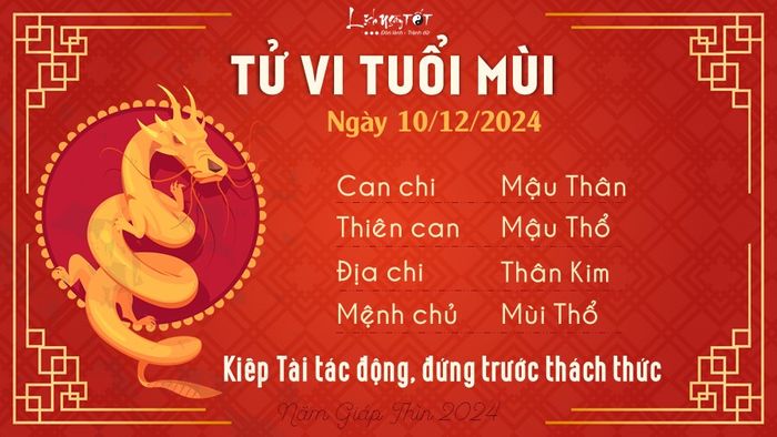 Tử vi ngày 10 tháng 12 năm 2024 - Tuổi Mùi