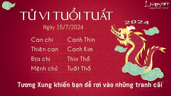 Tử vi hàng ngày 15/7/2024 - tuổi Tuất