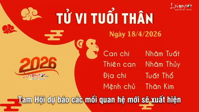 Tử vi hằng ngày 18/4/2026 của 12 con giáp - Thân