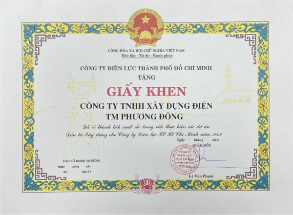 Chứng nhận bằng khen