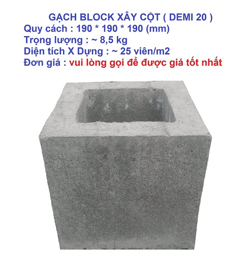 Gạch block xây cột