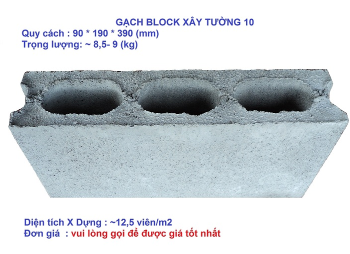 Gạch block xây tường 10