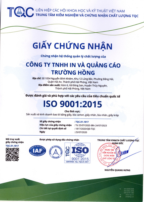 Giấy chứng nhận ISO 9001:2015