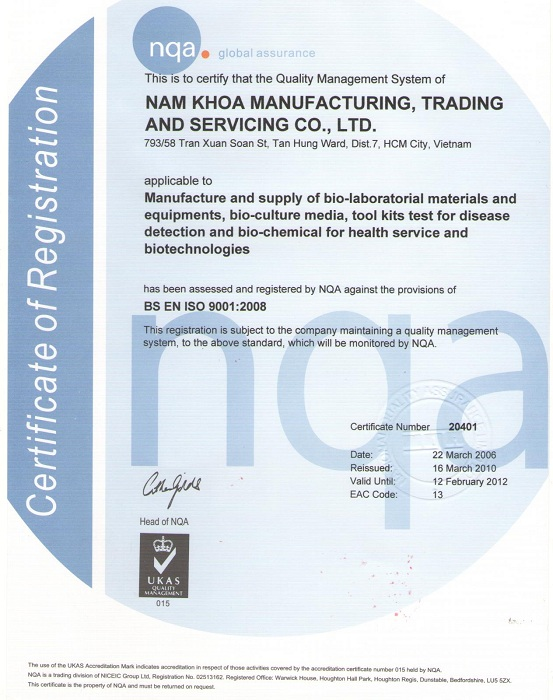 Chứng nhận ISO 2010