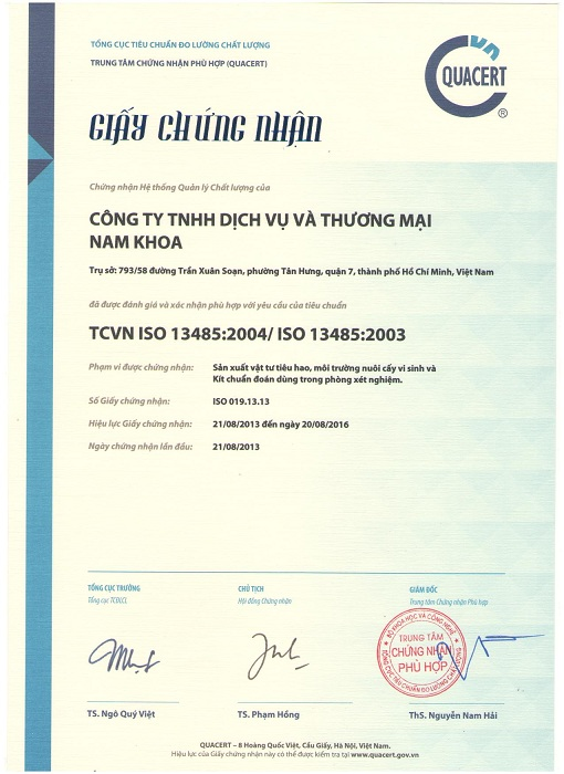 Chứng nhận ISO 13485-2003 VN