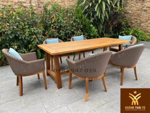 Bàn ghế cafe nhựa giả mây ngoài trời