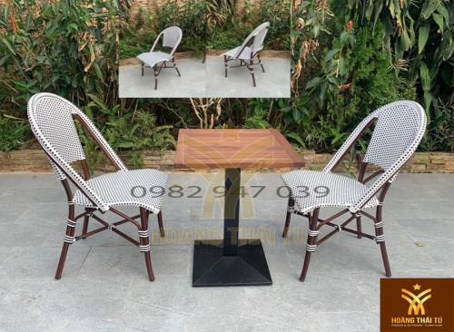 Bàn ghế cafe nhựa giả mây ngoài trời