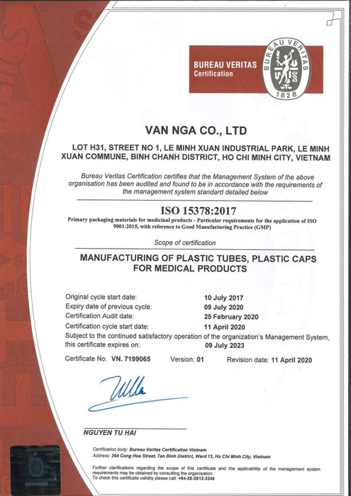 Chứng nhận ISO 15378:2017