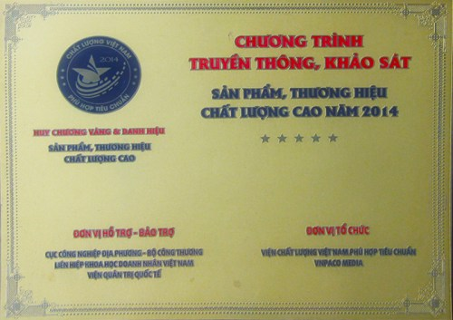 Chứng nhận SP, TH chất lượng cao 2014