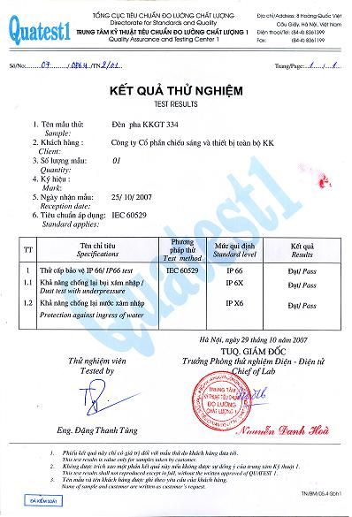 Kết quả thử nghiệm