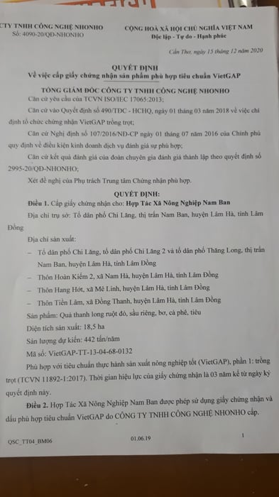 Chứng nhận VIETGAP