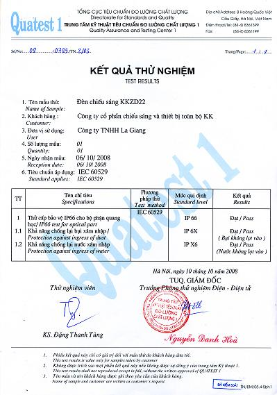 Kết quả thử nghiệm