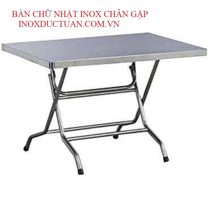 Bàn chữ nhật inox chân gập