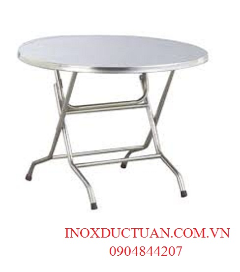 Bàn tròn inox gập