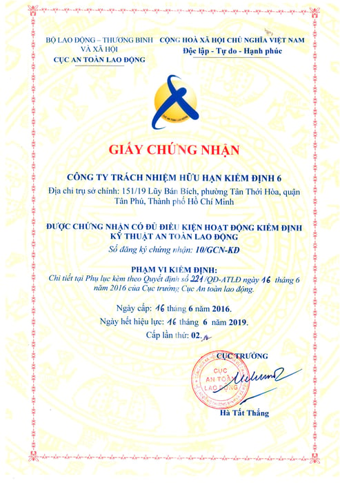 Giấy chứng nhận kiểm định