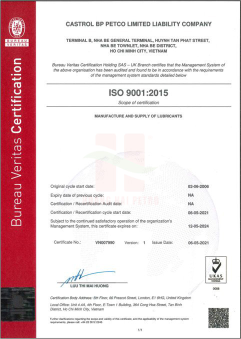 Chứng chỉ ISO 9001:2015