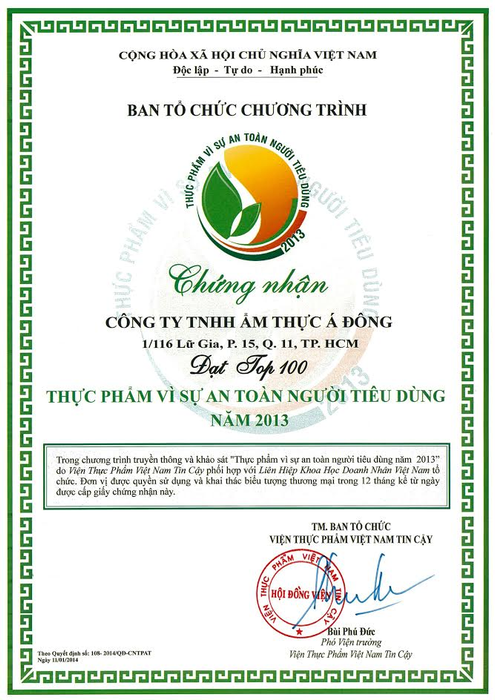 Chứng nhận đạt chuẩn