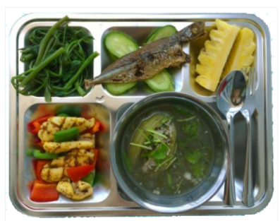 Cá chiên, mực xào, canh khổ qua