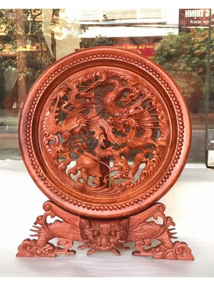 Đĩa gỗ tứ linh hội tụ