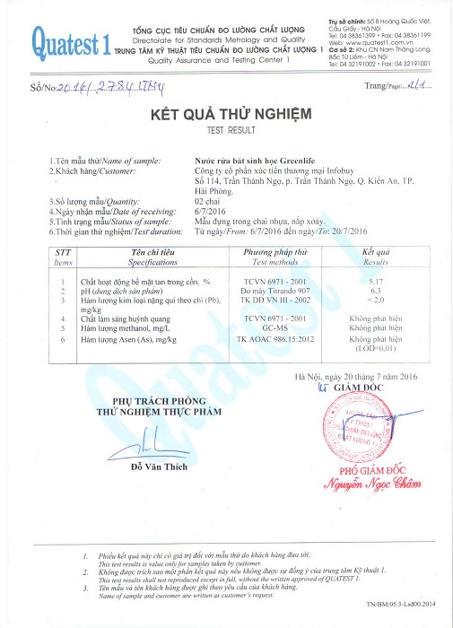 Quatest 1 kiểm nghiệm