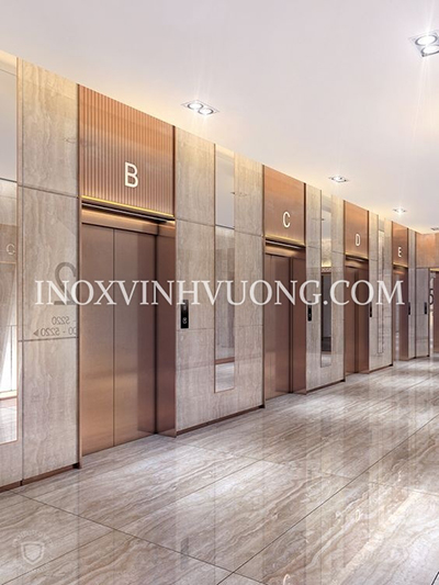 Ốp thang máy inox vàng đồng