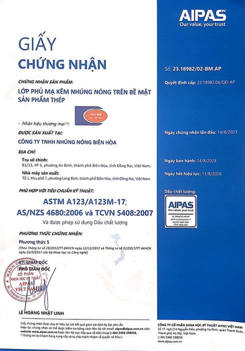 Chứng nhận ASTM