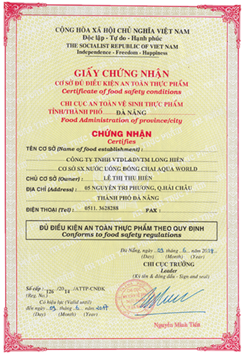 Giấy chứng nhận Vệ sinh ATTP