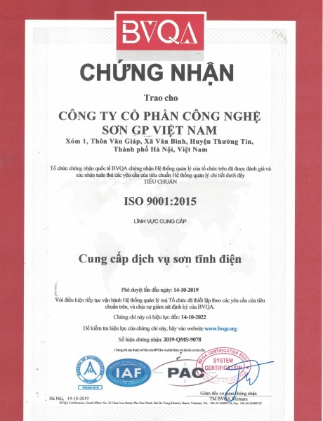 Chứng chỉ ISO 9001:2015