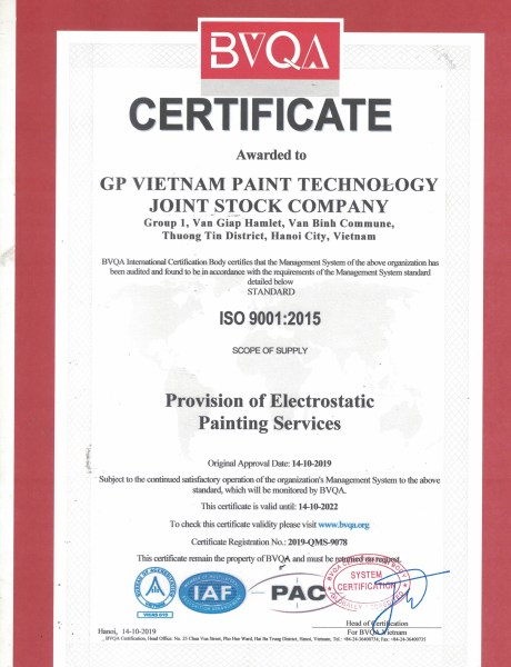 Chứng chỉ ISO 9001:2015