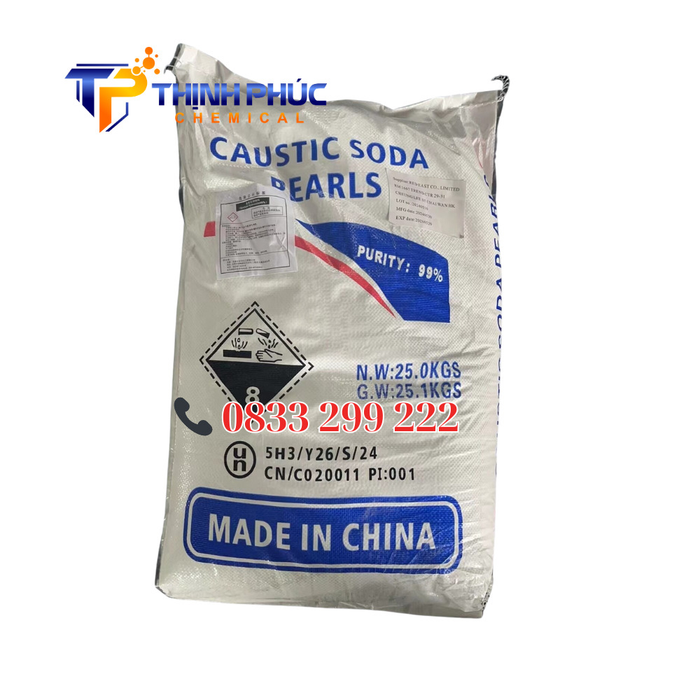 Xút hạt Trung Quốc NaOH 99%-Caustic Soda Pearls-Natri Hydroxide