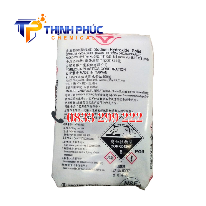 Xút hạt Đài Loan Formosa-NaOH 99%-Caustic Soda Micropearls 99