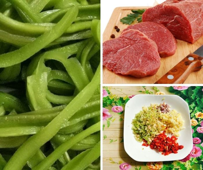 Chế biến rau tiến vua với thịt bò Chế biến rau tiến vua với thịt bò