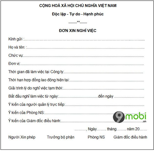  Mẫu đơn xin nghỉ việc - Tải mẫu đơn xin thôi việc mới nhất 2021 