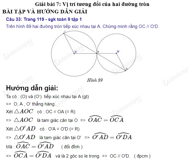 Bài 33 SGK Toán 9 Tập 1 Trang 119: Hướng dẫn Giải Chi Tiết và Phân Tích