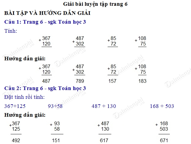 Toán lớp 3 trang 6: Giải bài tập và luyện tập hiệu quả