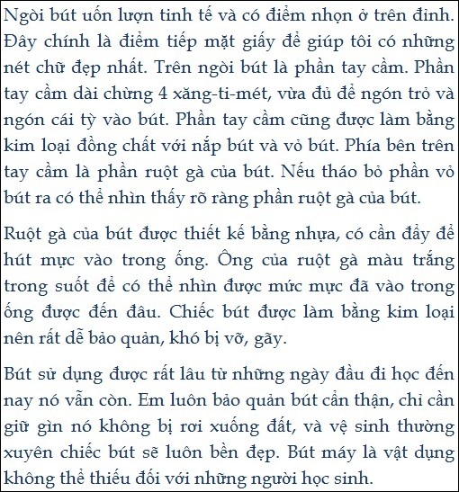 Văn tả cây bút mực lớp 5 ngắn gọn